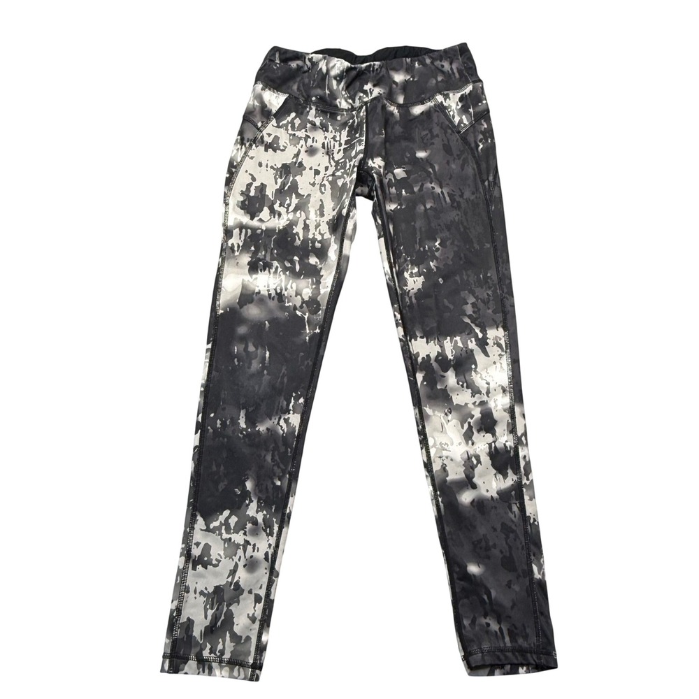Kyodan Leggings Womens Medium Black White Abstract Print High Rise Yoga Athletic